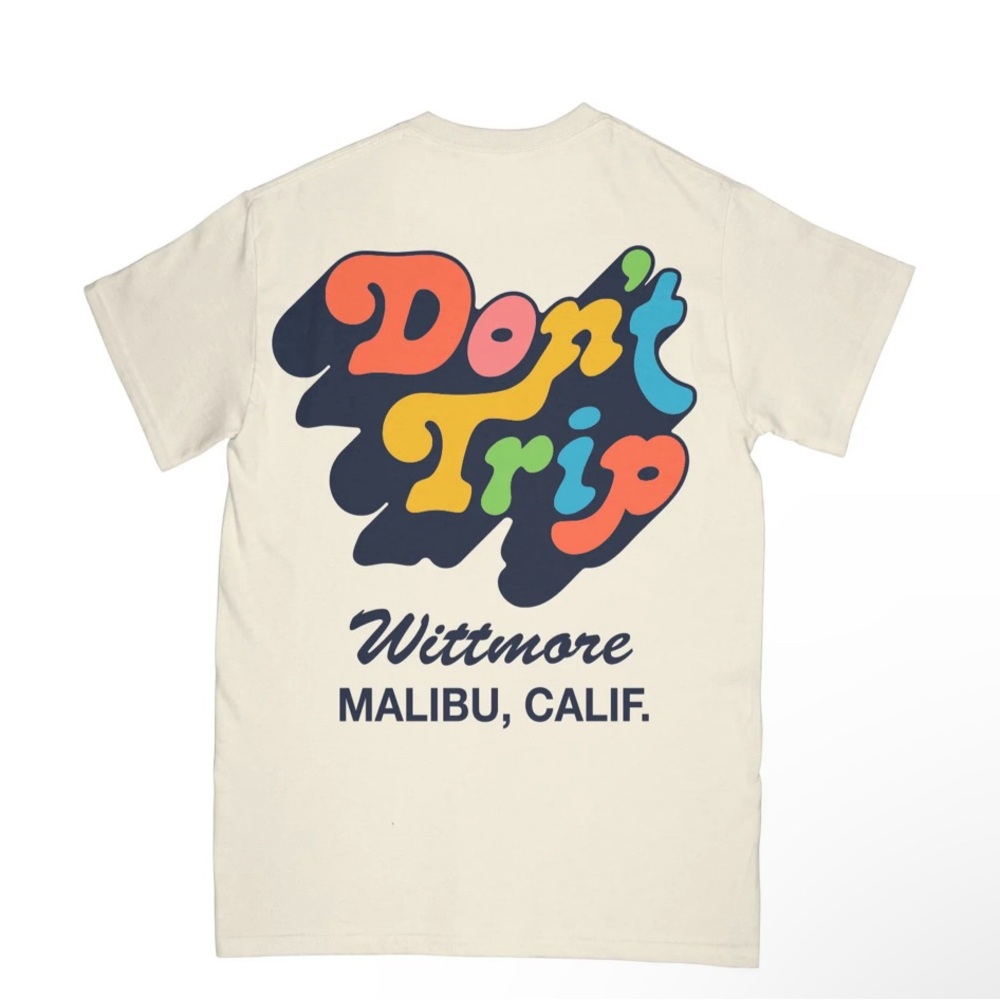 FREE & EASY Don’t Trip Whittmore Drop Shadow Vanilla Pastel T-Shirt Size Medium